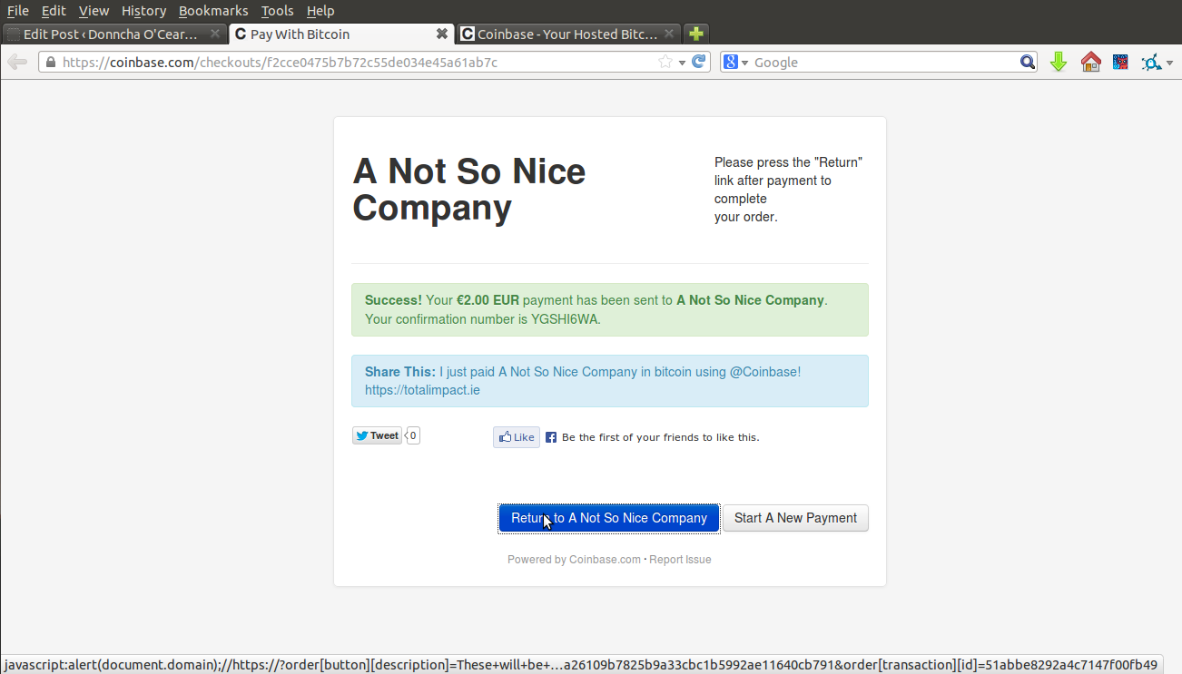 Redirect URL containing malicious javascript